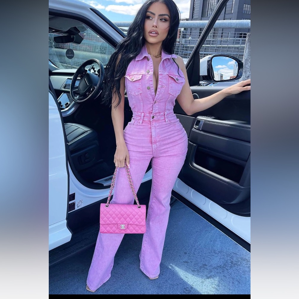 Pink Denim Jumpsuit